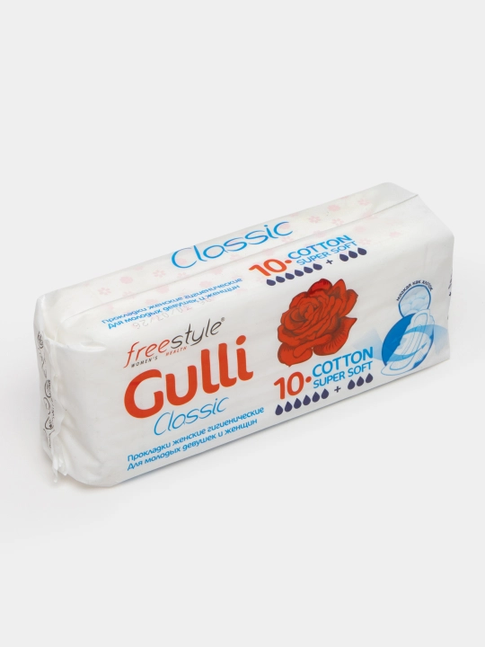 Ayollar uchun prokladkalar, Free Style Gulli Classic, Cotton Super Soft, 10 dona