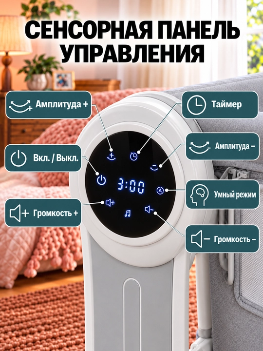 Qo‘shimcha karavot 5 ta 1 da, avtomatik tebranuvchi, 3 tezlikda, 5 balandlik darajasida