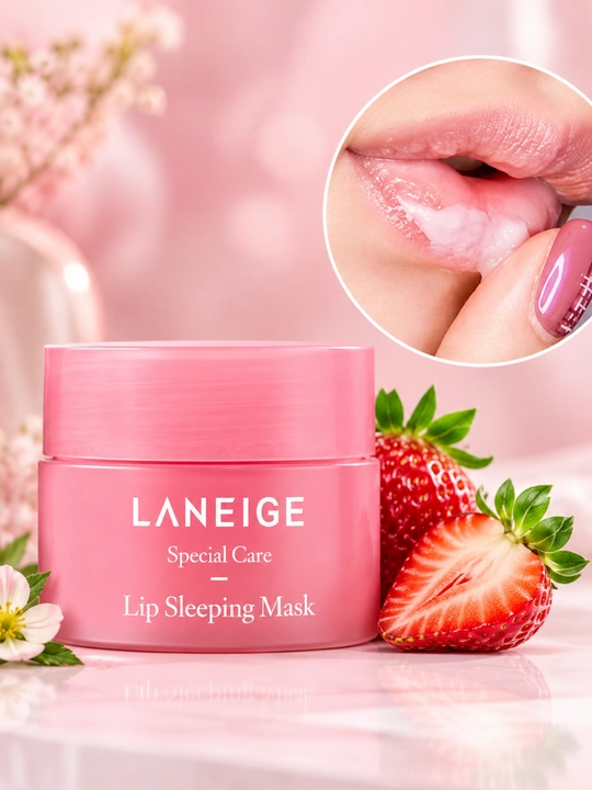 Клубничный бальзам LANEIGE ночная маска для губ, увлажняющее и смягчающее средство - 