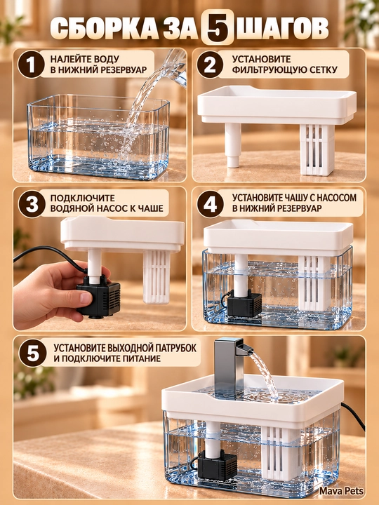Avtomatik suvdon, favvora, uchun, mushuklar, va, itlar, bilan, filtrli, shaffof, rezervuar