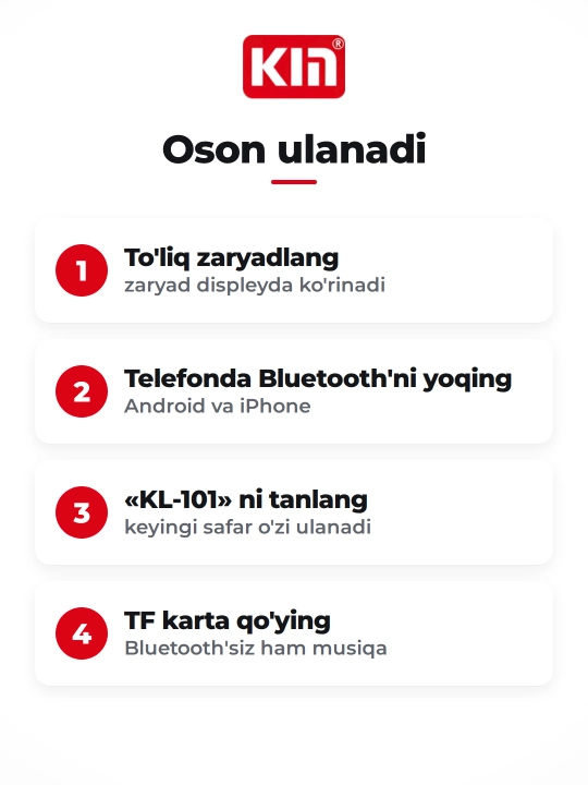 Беспроводные наушники KIN KL101 с шейным ободом, ENC микрофон, TF-карта