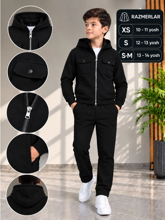 Erkaklar uchun sport kostyumi,fermuarli kurtka va shimlar,XS 10-11  S 12-13 S-M 13-14 yosh - 