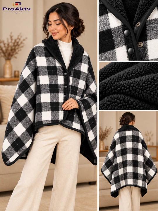 Pled yopinchiq,poncho 100x140, yumshoq va issiq tugmali pled, uy va divan uchun yopinchiq