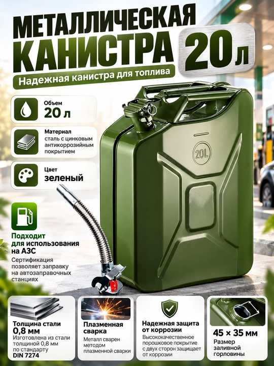 Канистра для бензина, с воронкой, 20 л - 