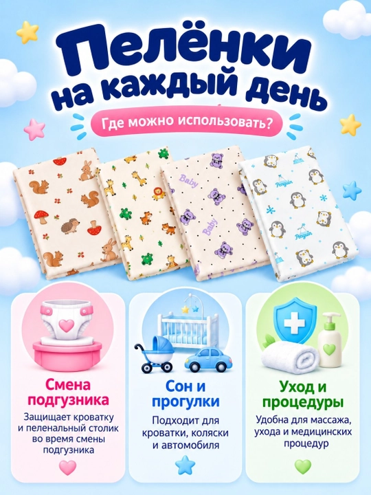 Пеленка детская фланелевая 100% хлопок, фланель для новорожденных, 120*100