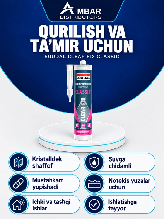 SOUDAL Clear Fix Classic shaffof montaj yelimi, suvga chidamli, 280 ml