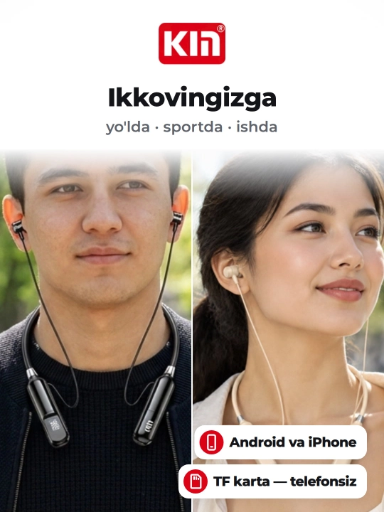 Беспроводные наушники KIN KL112 neckband Bluetooth 38 часов батареи спорт