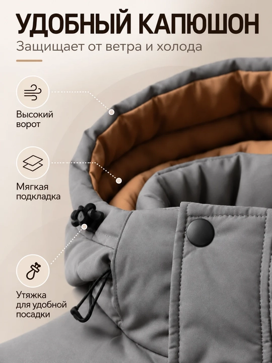 Мужская зимняя куртка средней длины, тёплая, удобная, стильная, для холодной погоды