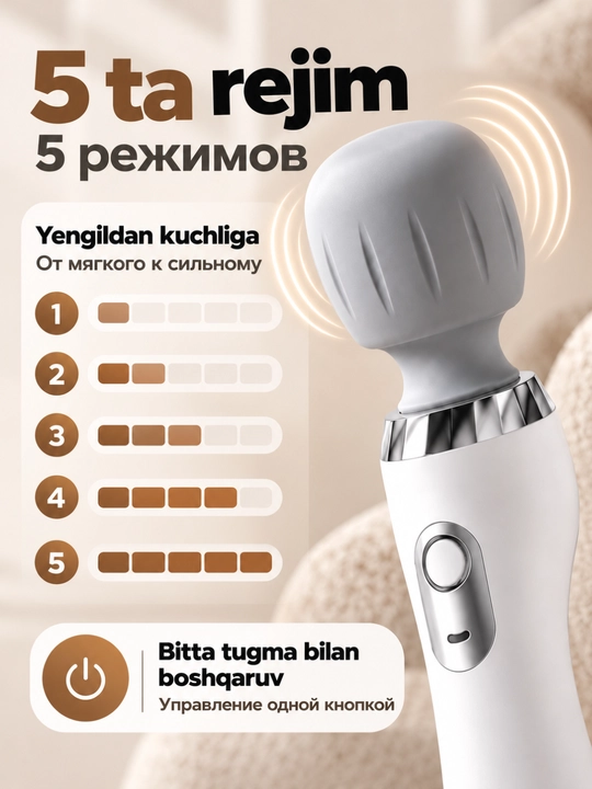 Massaj apparati, simsiz tana massajori, 5 rejim, Type-C, bo‘yin va bel uchun
