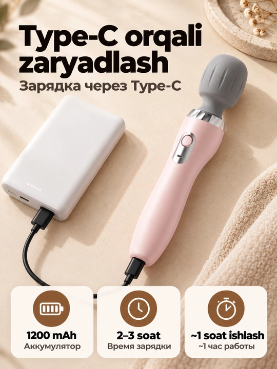 Массажный аппарат, массажер для тела беспроводной, 5 режимов, Type-C, для шеи и спины
