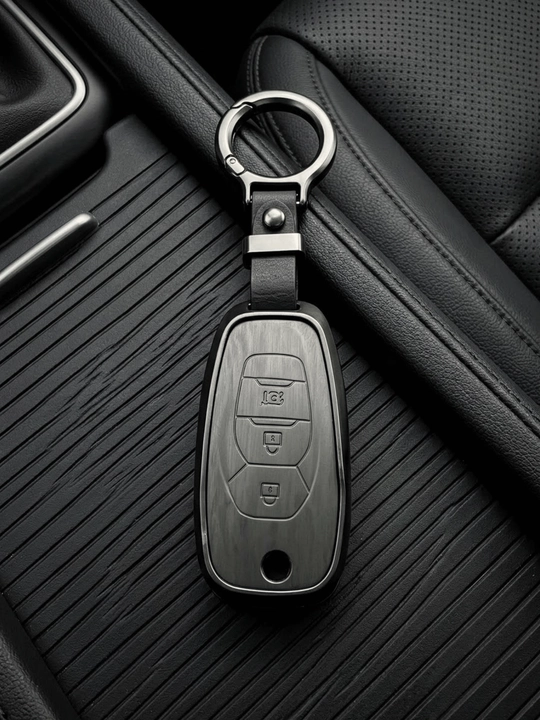 Chevrolet Cobalt 2018+ avtomobil kaliti uchun metall va charm g‘ilof, brelok bilan - 