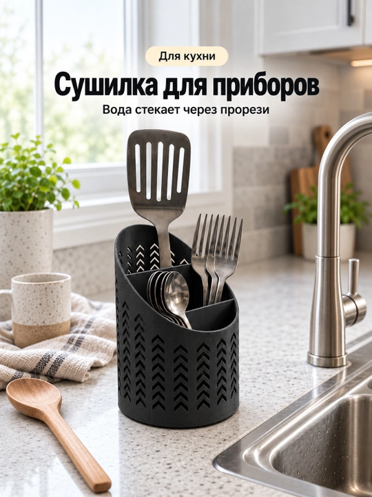 Органайзер-сушилка для столовых приборов с отверстиями для стока воды - 