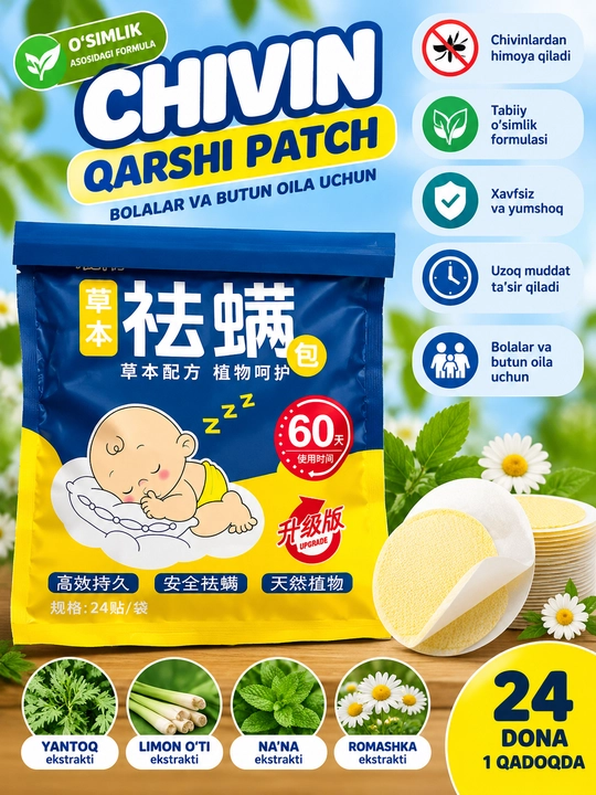Uy uchun chang kanalariga qarshi o‘simlik asosidagi sashe, matras uchun, 24 dona
