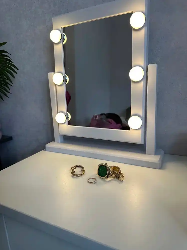 Зеркало косметическое настольное с подсветкой, 6 LED-ламп, сенсорное