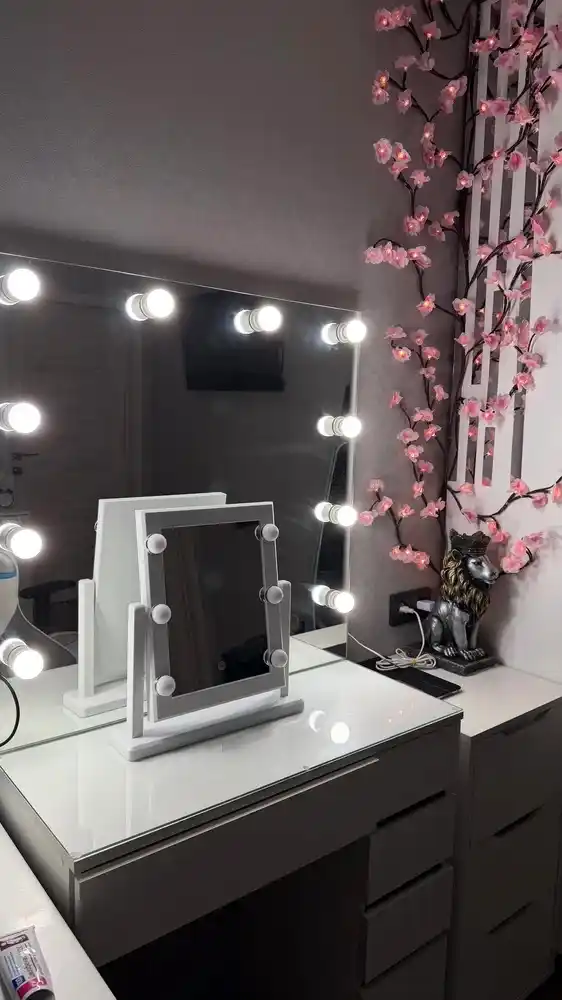 Зеркало косметическое настольное с подсветкой, 6 LED-ламп, сенсорное