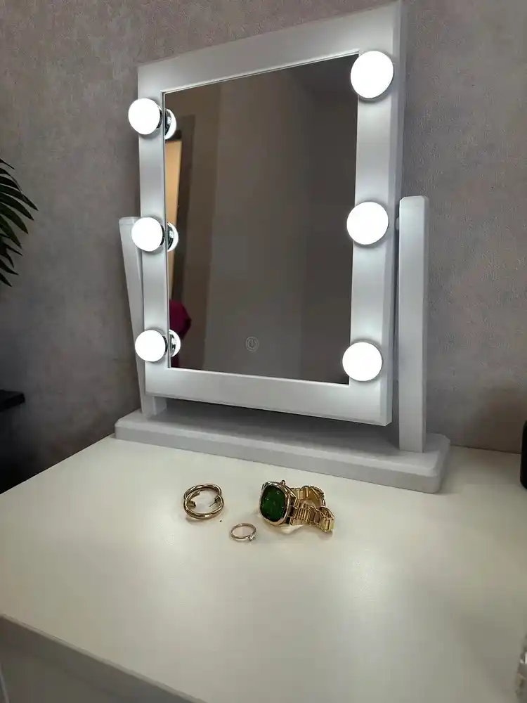 Зеркало косметическое настольное с подсветкой, 6 LED-ламп, сенсорное