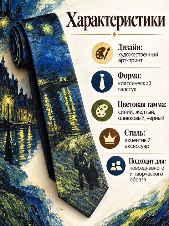 Галстук с принтом, классический аксессуар с рисунком