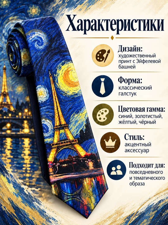Галстук с принтом, классический аксессуар с рисунком
