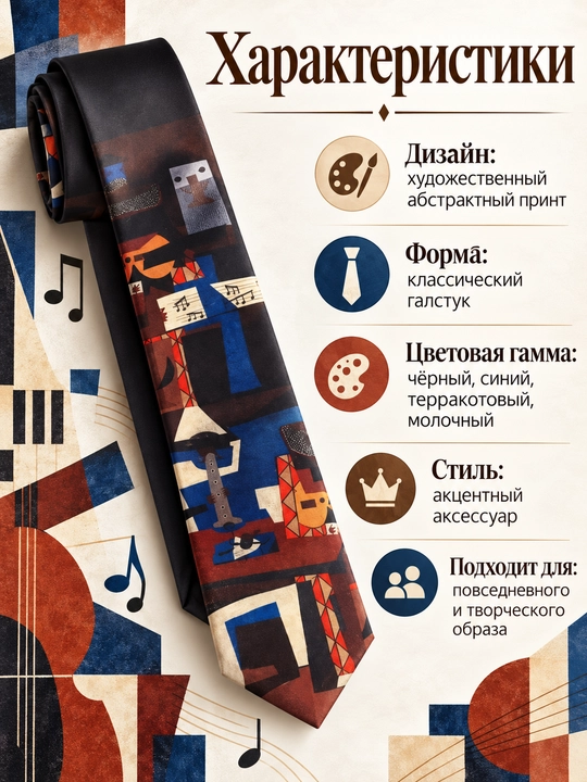 Галстук с принтом, классический аксессуар с рисунком