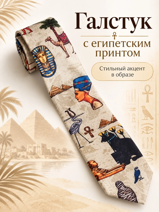 Галстук с принтом, классический аксессуар с рисунком