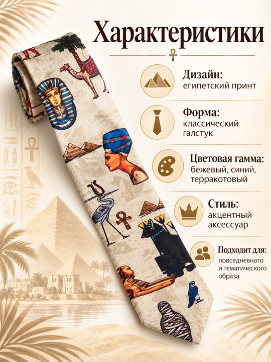 Галстук с принтом, классический аксессуар с рисунком