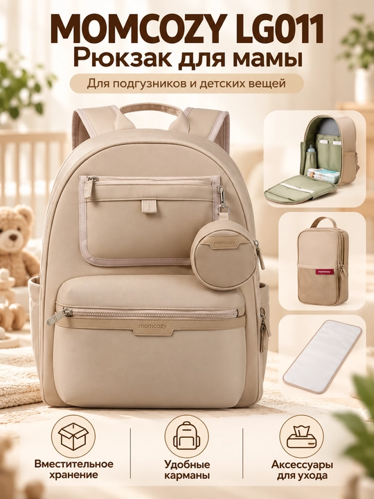 Momcozy LG011, рюкзак для мамы, сумка для подгузников и детских вещей - 