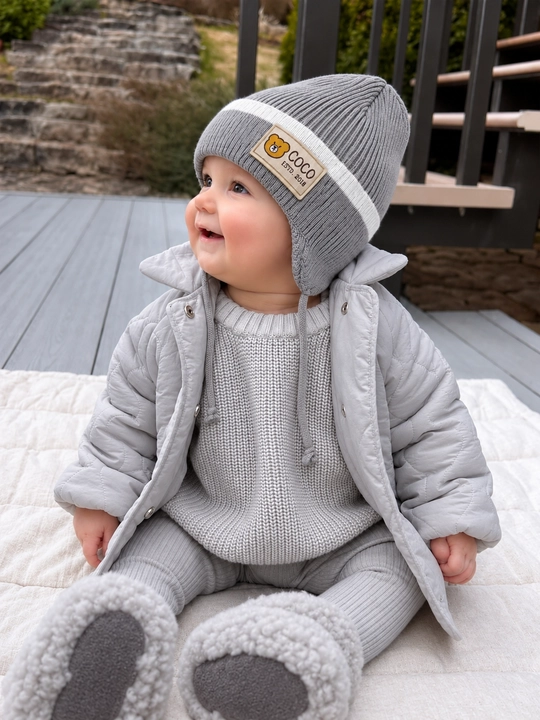 Детская шапка с завязками, для детей 1–2 лет, осенняя, зимняя