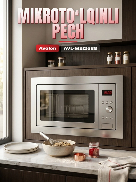 Микроволновая печь встраиваемая Avalon AVL-MBI2588, инокс