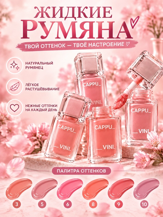 Cappuvini uzoq muddatli suyuq qizartirish vositasi