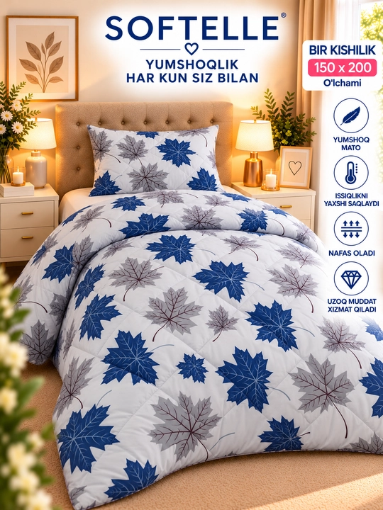 Мягкое зимнее одеяло,Plant-Satin, пушистое, толстое, 150×220 и 200×220 см, вес 1,8кг и 3кг