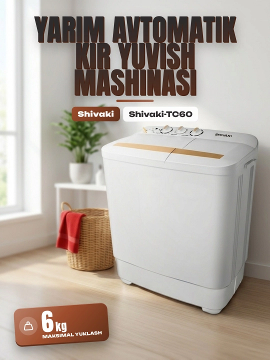 Полуавтоматическая стиральная машина Shivaki-TC60, Gold, 6 кг