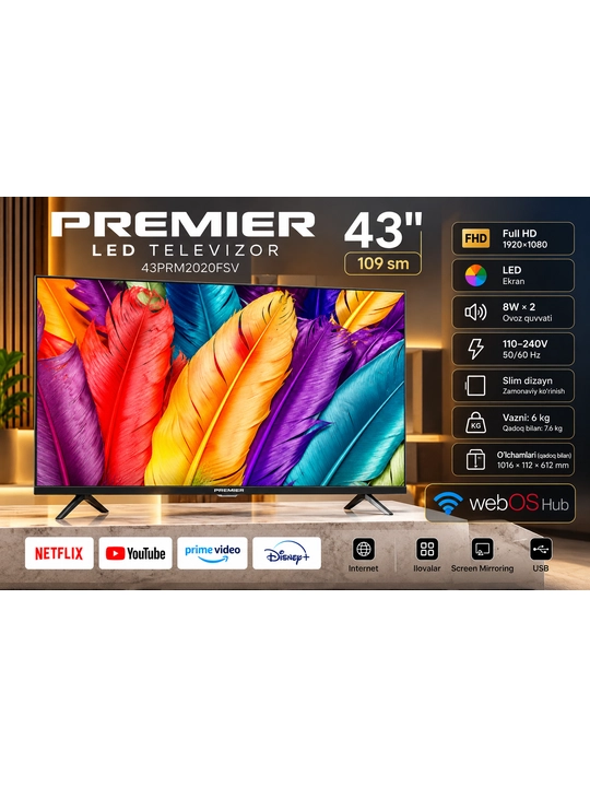 Televizor Premier 43'' Full HD webOS Hub tizim