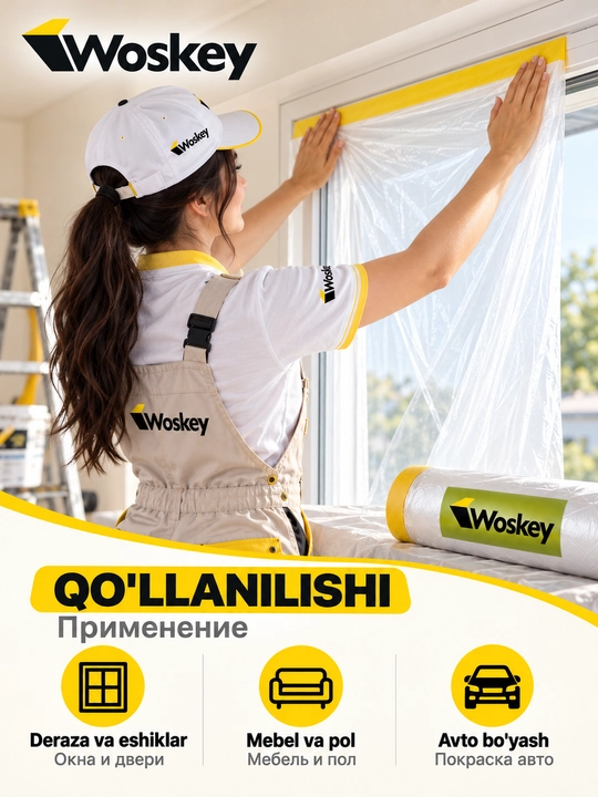 WOSKEY himoya plyonkasi, bo'yash ishlari uchun o'z-o'zidan yopishuvchi