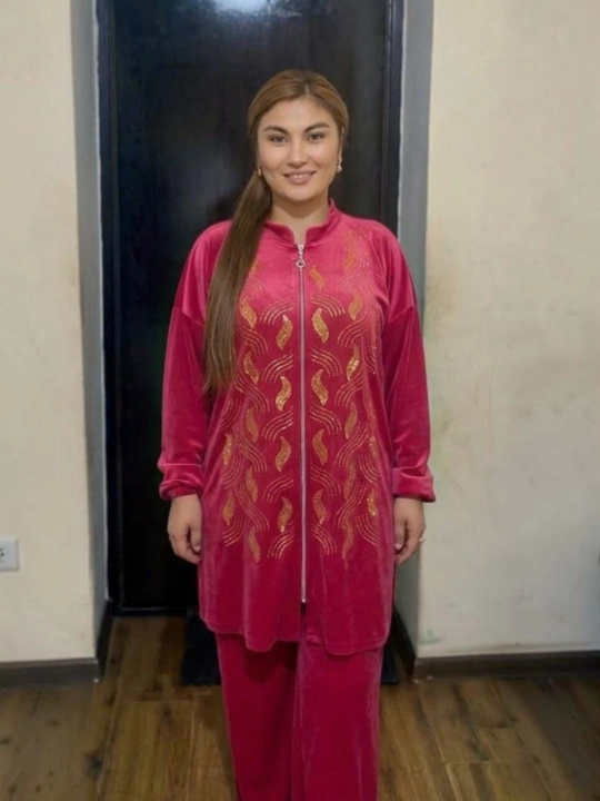 Женский комплект из двух предметов, велюровый халат, одежда для дома