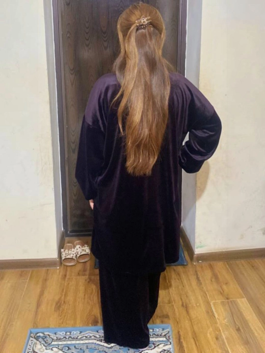 Женский комплект из двух предметов, велюровый халат, одежда для дома