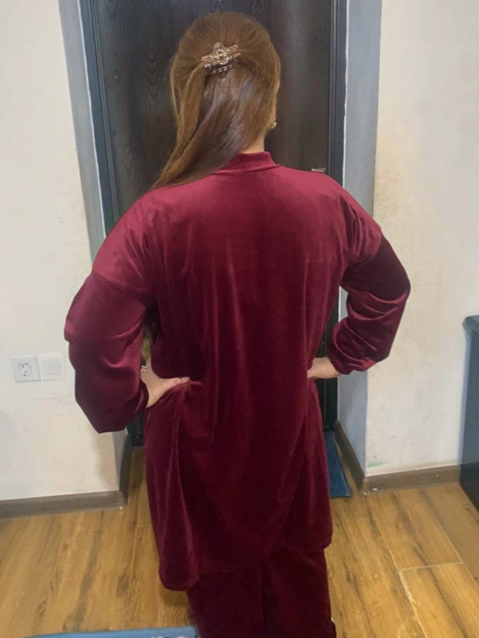 Женский комплект из двух предметов, велюровый халат, одежда для дома