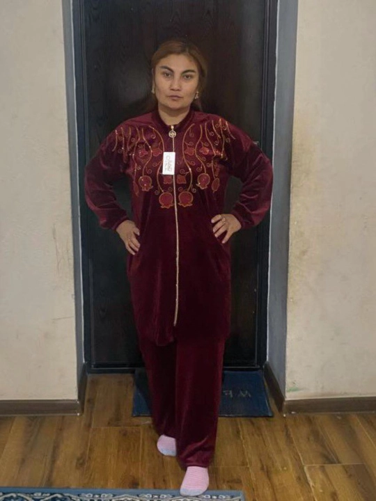 Женский комплект из двух предметов, велюровый халат, одежда для дома