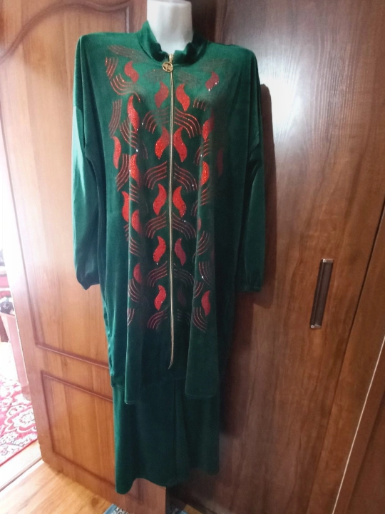 Dvoyka ayollar uchun, velyur xalat, xalat ayollarga, xalat ishton, kuzgi villur dvoyka