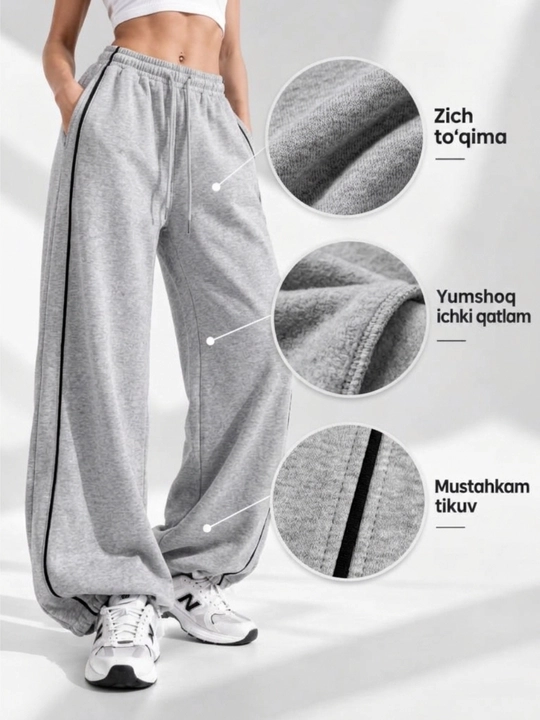 Ayollar uchun oversize triko, sport shimlari, keng model, qulay kundalik sport kiyimi