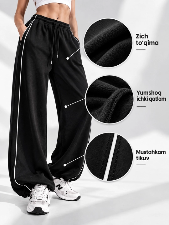 Ayollar uchun oversize triko, sport shimlari, keng model, qulay kundalik sport kiyimi