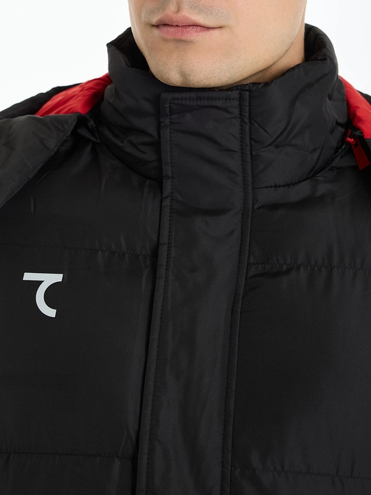 Erkaklar uchun qishki uzun 7SABER kurtkasi, kapyushonli momiq kamzul, sport kiyimi