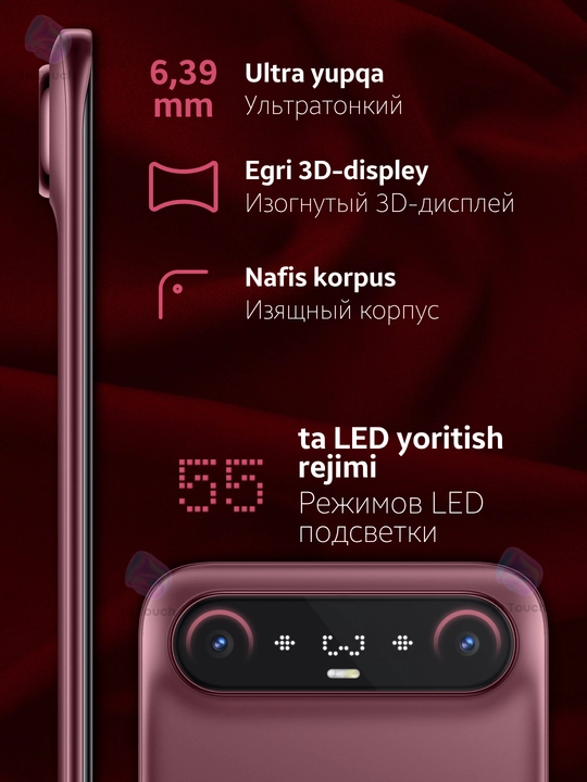 Smartfon Tecno Camon Slim, 8/128 GB, AMOLED 144 Hz, 6000 mA/s, o‘ta yupqa