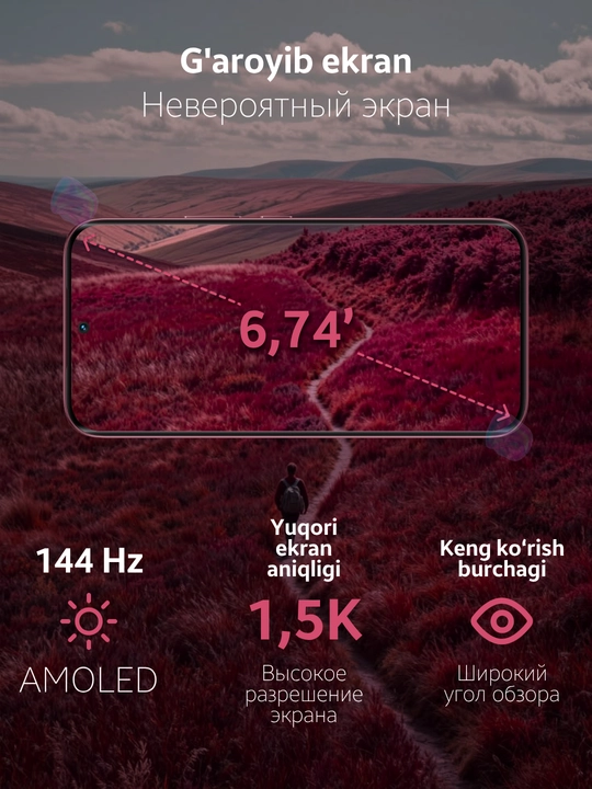 Smartfon Tecno Camon Slim, 8/128 GB, AMOLED 144 Hz, 6000 mA/s, o‘ta yupqa
