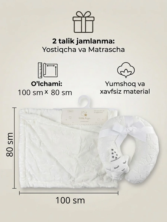 Yangi tug‘ilgan chaqaloqlar uchun adyol, yo‘rgaklash, uchun yumshoq konvert, yostiqli