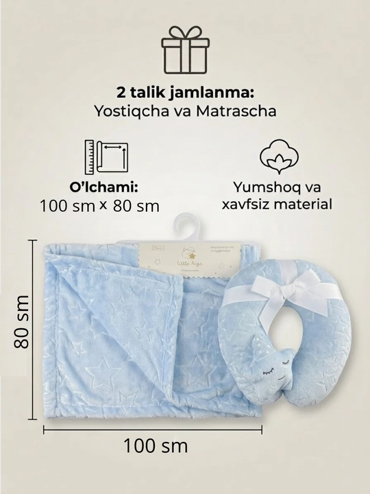 Yangi tug‘ilgan chaqaloqlar uchun adyol, yo‘rgaklash, uchun yumshoq konvert, yostiqli