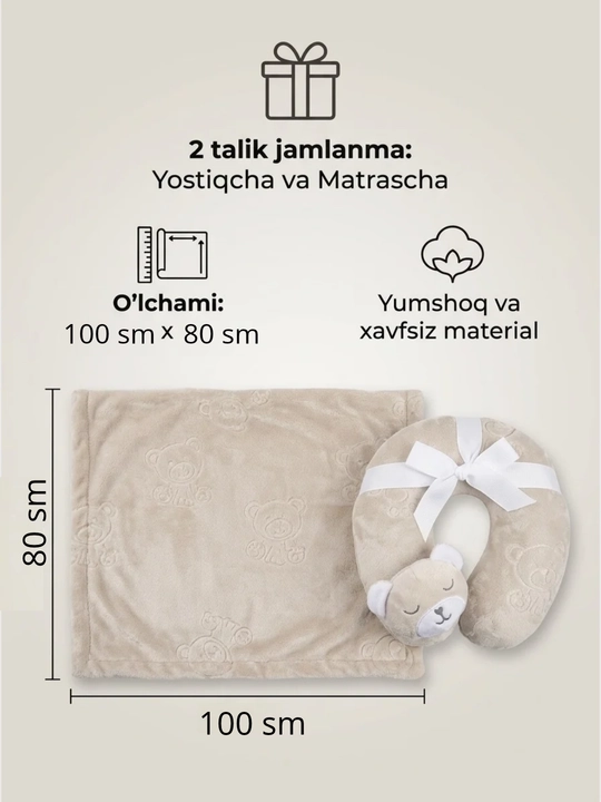 Yangi tug‘ilgan chaqaloqlar uchun adyol, yo‘rgaklash, uchun yumshoq konvert, yostiqli