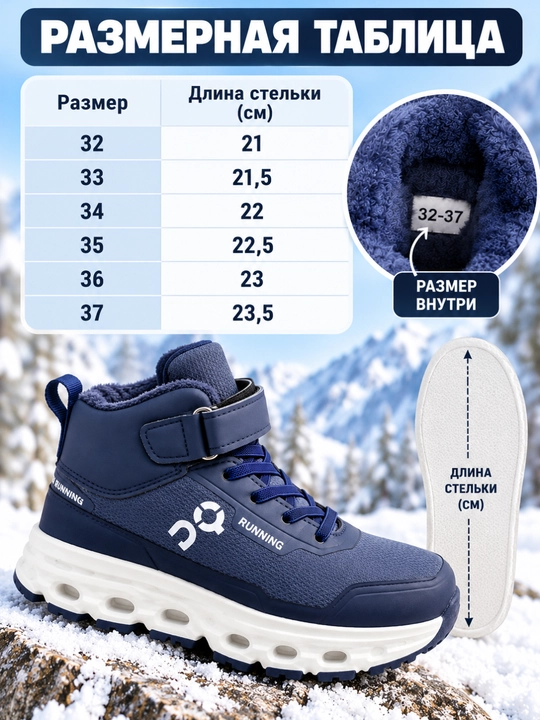 O‘g‘il bolalar uchun qishki krossovkalar, mo‘ynali bolalar oyoq kiyimi, 32–37 o‘lcham