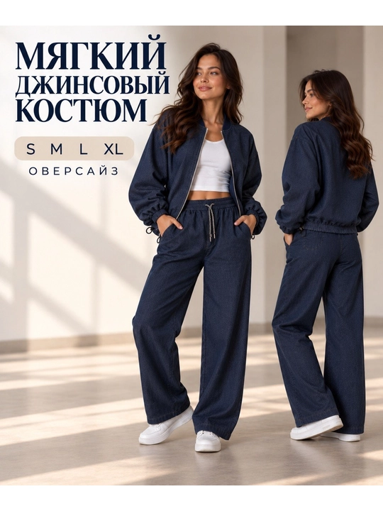 Nozik va qulay ayollar kostyumi - yumshoq jinsi shim - 