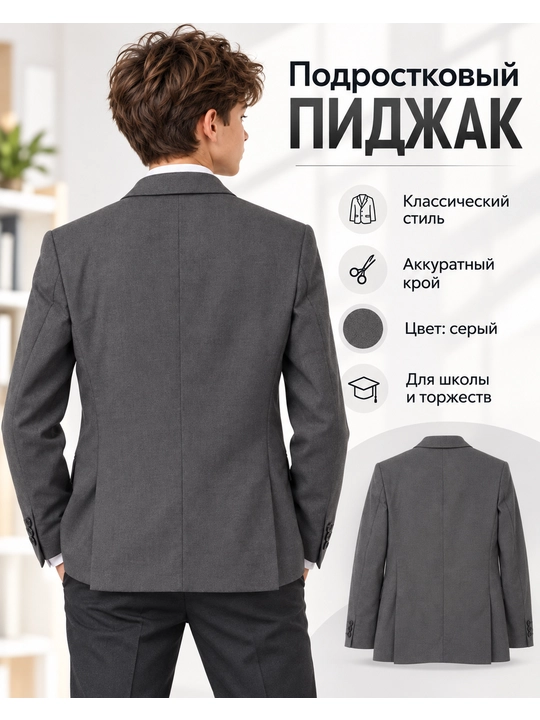 O‘g‘il bolalar uchun klassik kulrang pidjak