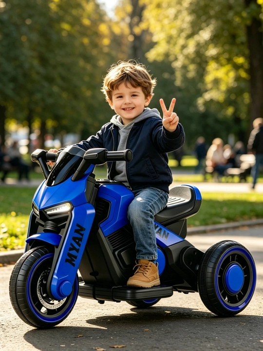 3 g‘ildirakli bolalar elektromotosikli: erta o‘qitish, BT, musiqa va chiroq, 6V4.5Ah